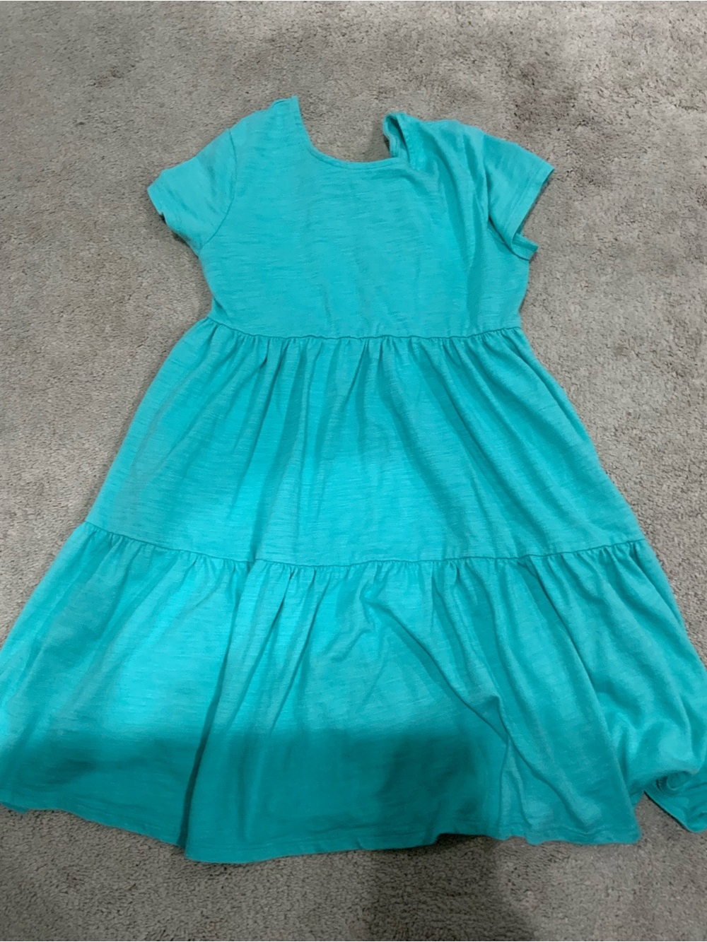 Cat & Jack Girls' Teal Tiered Short Sleeve Dress